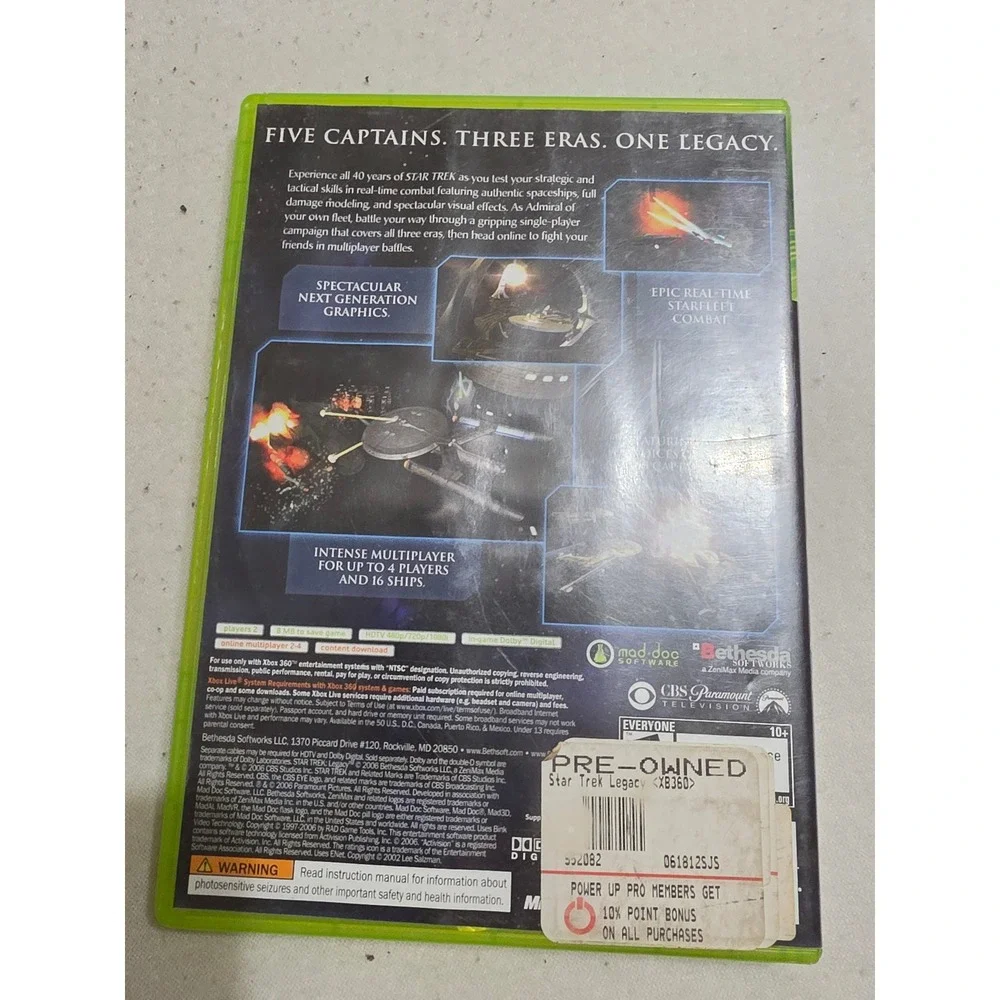 Star Trek Legacy Xbox 360 Game Bethesda Softworks 2006 Sci-Fi Space Combat